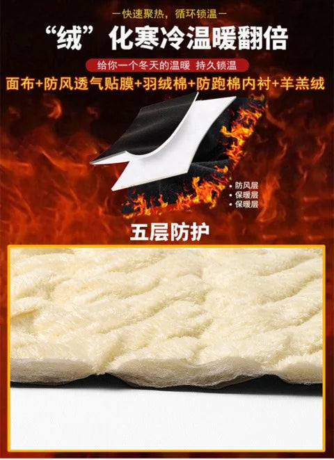 Winter Lambskin Wool Coat for Men and Elderly, Loose Stand-up Collar, Thickened with Padding, Father's Cotton Jacket