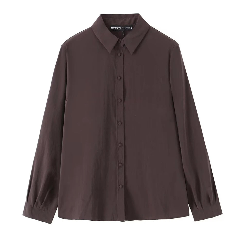 Women's Shirt 2025 New Fashion Autumn Winter Long Sleeve Soft Drape Shirt for Women Casual Chic Ladies Clothes