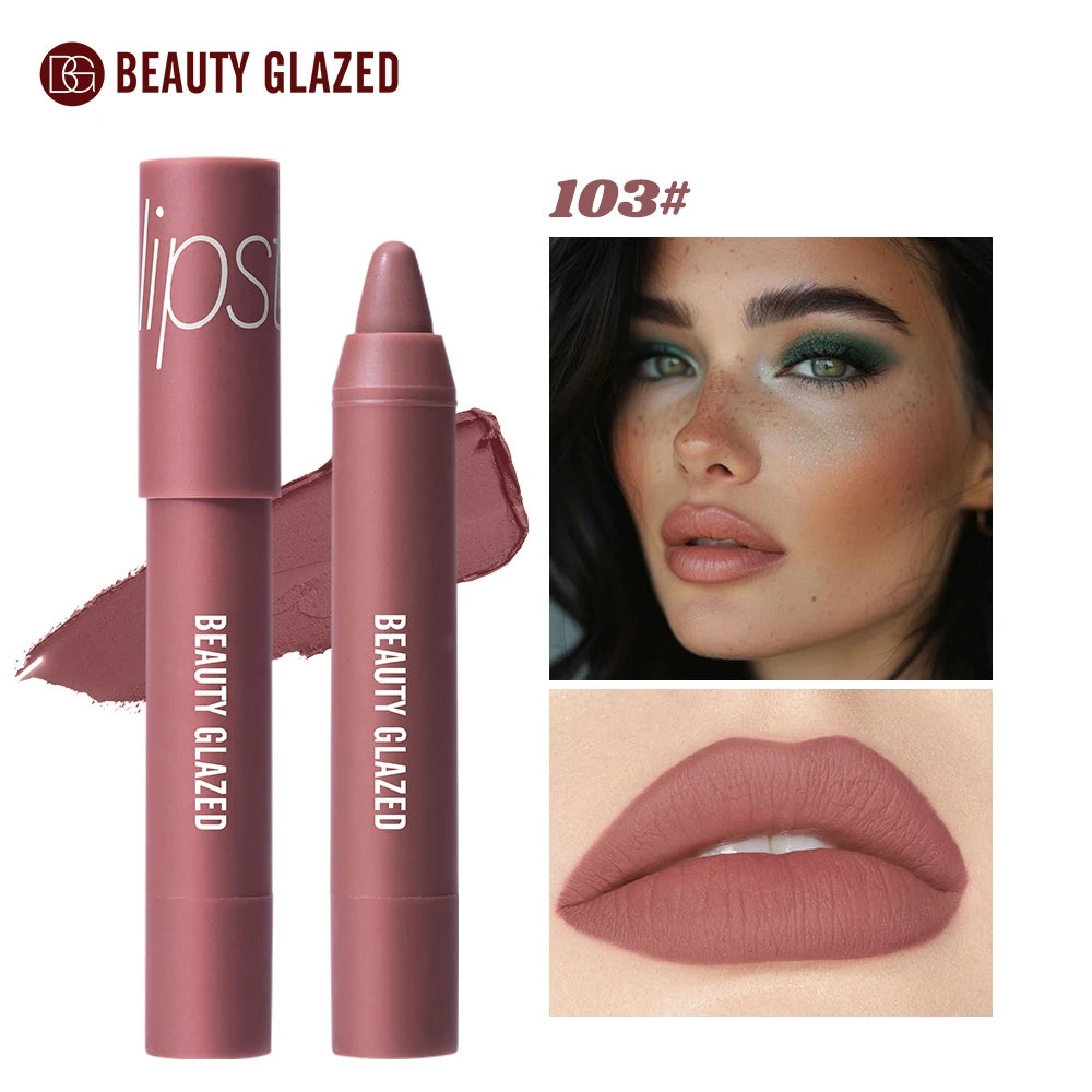12-Color Matte Waterproof Lipstick Pen - Long-Lasting, Vibrant Berry Tone, Plant-Based Squalane, Smooth Application for All Skin