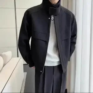 Stylish Wool Jacket for Men Short Trendy Brand Thickened Trendy Casual Versatile High-end Men's Wool Top