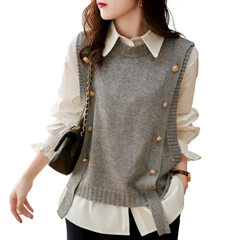 Women Vest for Shirts or Tops Fashionable Women's Knitted Vest Stylish Sleeveless Tank Top for Autumn Winter Soft Retro Trendy