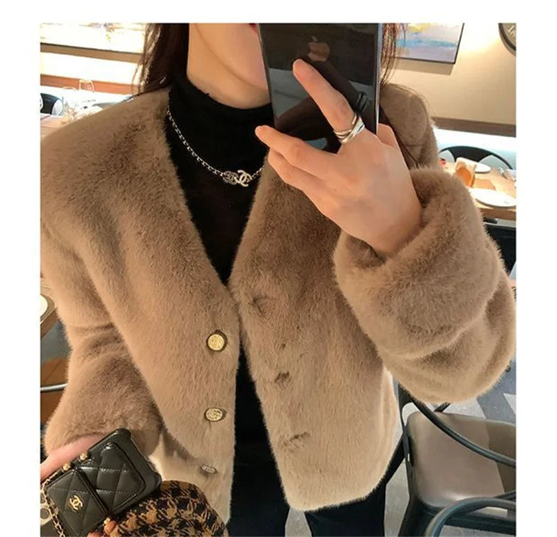 Women's Coat  Women's fur Coat New Fashion Mink fur Coat Women's Autumn and Winter new Fur Short Ladies Wind Chaebol Daughter