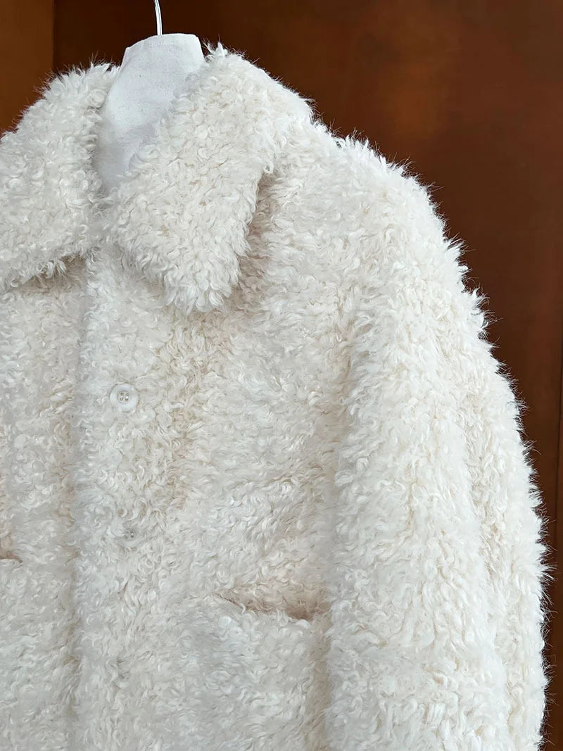 2024 Women Winter Warm Coat Furry Lambswool Coat Turn Down Coat Thick Jacket Tops For Women Coat Casaco Feminino