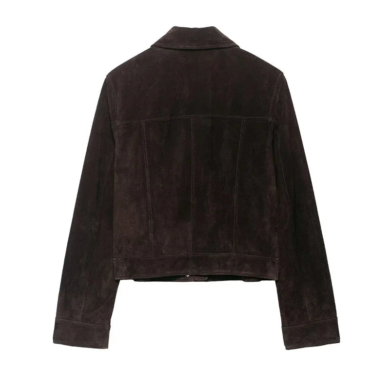 Autumn and winter lapel jacket short faux fur women's vintage casual top