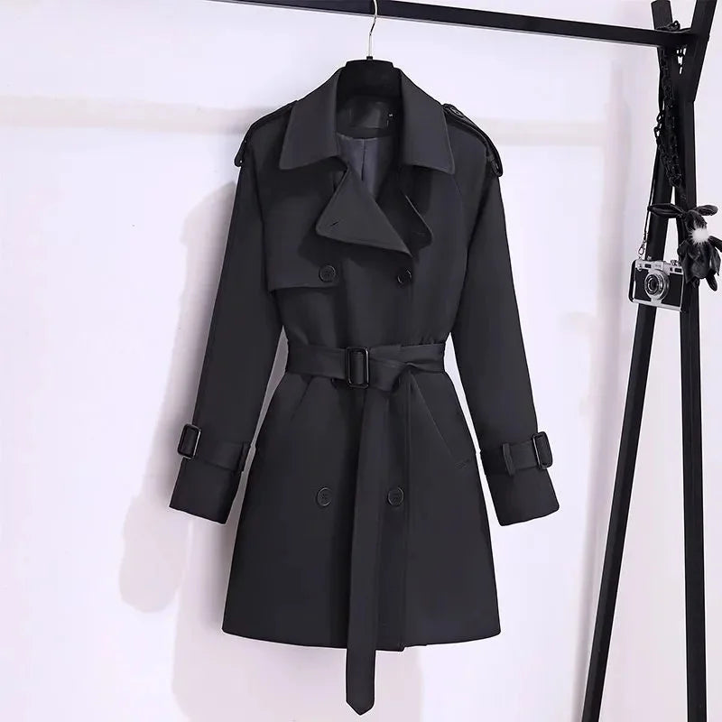 Women's Trench Coat Medium-length Windcheater Double-breasted Sashes Topcoat Streetwear Lady Outerwear Casual Tops Spring Autumn