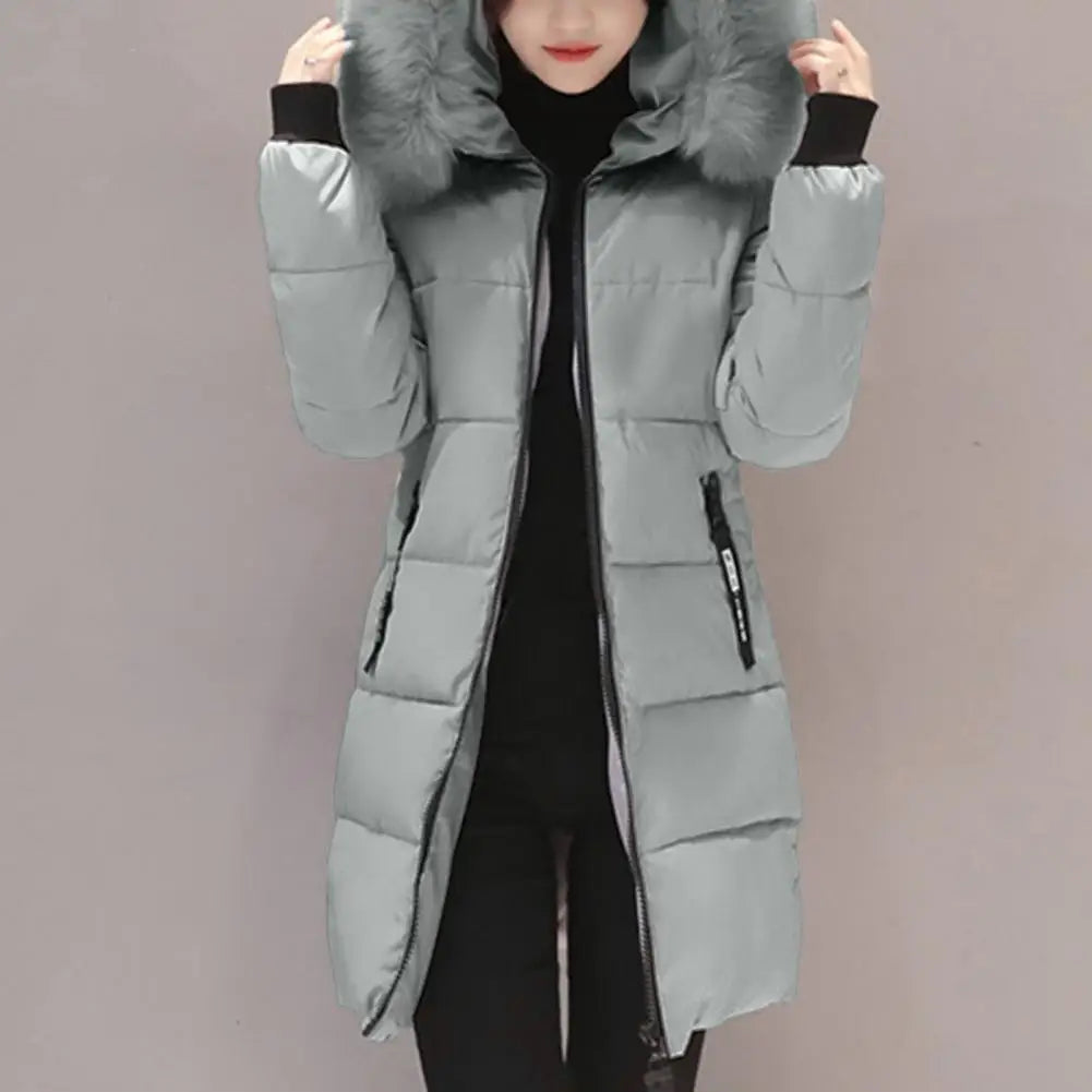 Hooded Cotton Coat Women Hooded Winter Coat Stylish Women's Winter Cotton Coat Thickened Windproof Warm with Hood Zipper Pockets