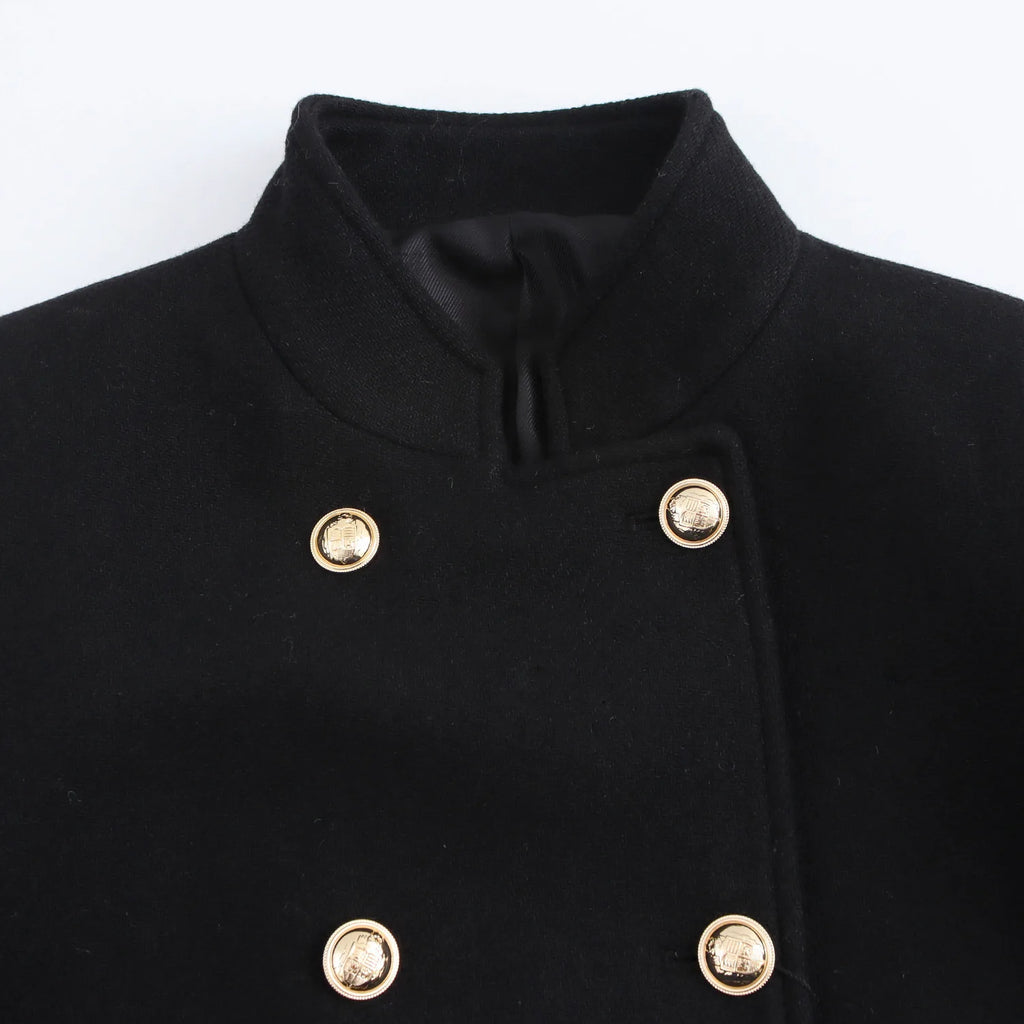 Winter Coat For Women 2024 Solid Lapel Double Breasted Long Cardigan Top Female Pokcet Streetwear Woman New In OuterCoat