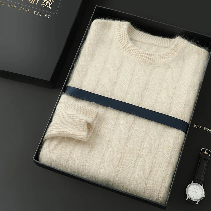 Men's thick cashmere sweater 100% pure cashmere round neck cashmere sweater 2024 new spring and winter knit base shirt