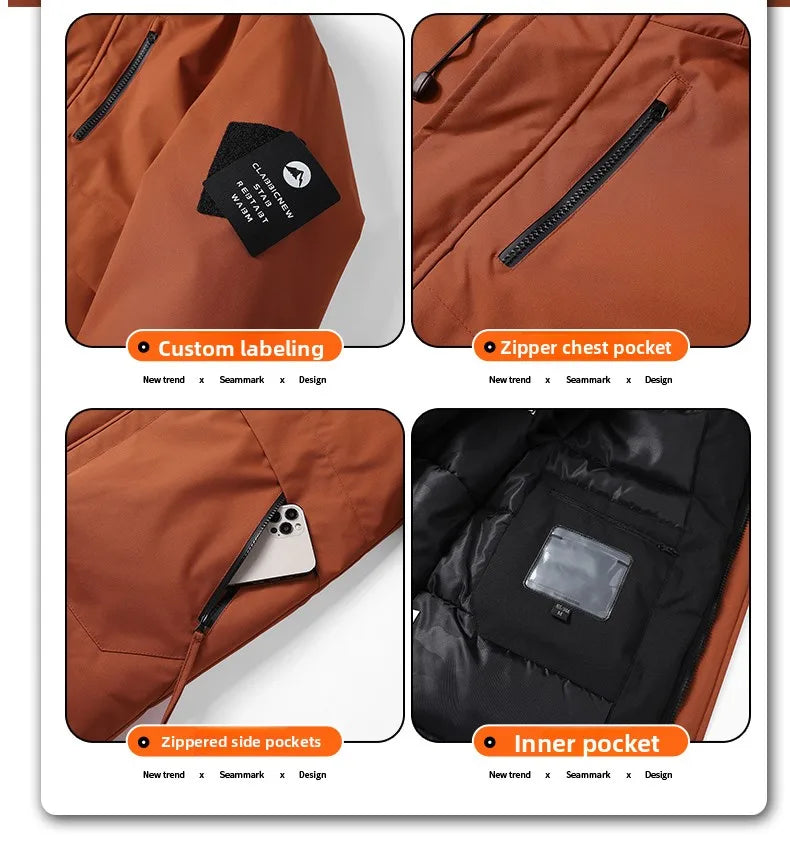 Men's Fishing Jacket  Mountain Climbing Coat Men Thickened Hooded Coat New Winter Loose Men Simple and Fashionable Work Jacket