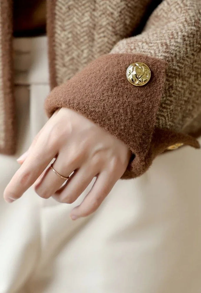 Knitting Wool Blend Coat for Women New In Round Neck Mixtures Jacket Woman Fashion 2025 High Quality Medium Elegant Hot Autumn