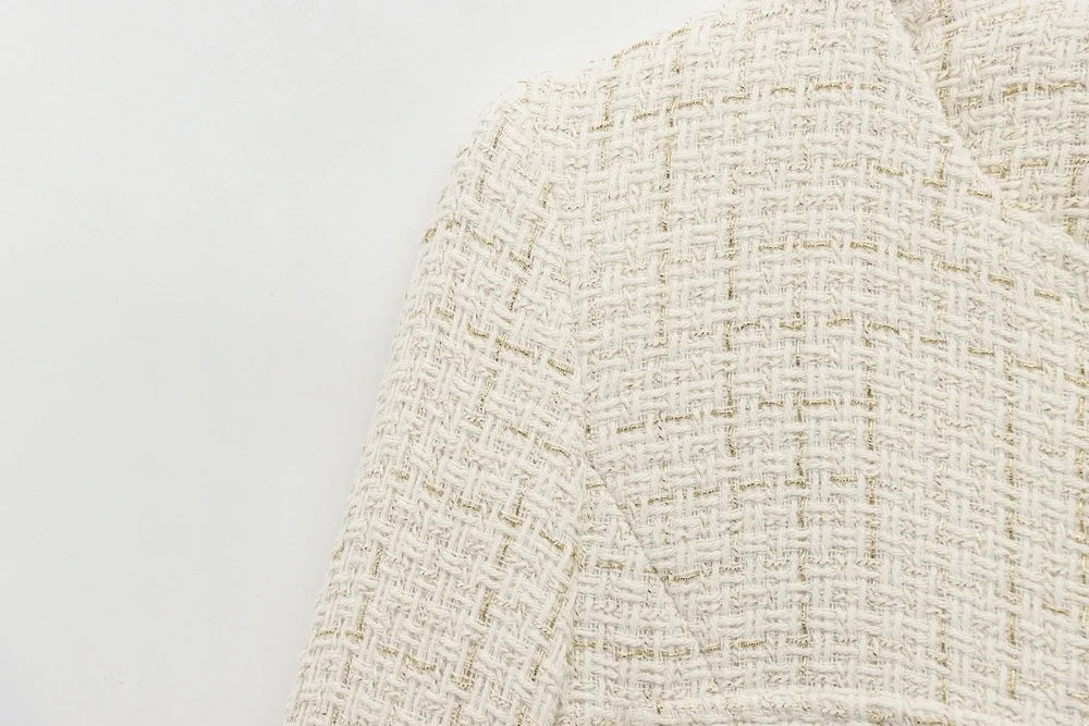 Women Tweed Single Breasted Elegant Jackets Coat Long Sleeve Plaid Jacket Woman Clothing Outdoor Clothes 2409113