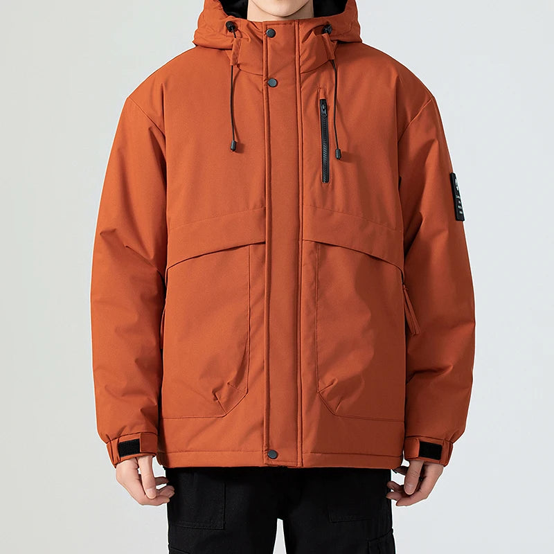 Men's Fishing Jacket  Mountain Climbing Coat Men Thickened Hooded Coat New Winter Loose Men Simple and Fashionable Work Jacket