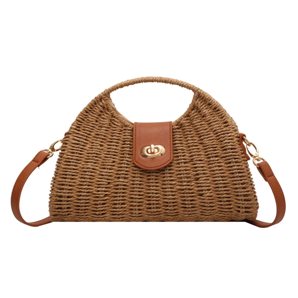 Women Crossbody Bags Summer Woven Shell Female Holiday Tote Bag Handmade Fashion Casual Simple Elegant Lady Straw Bag