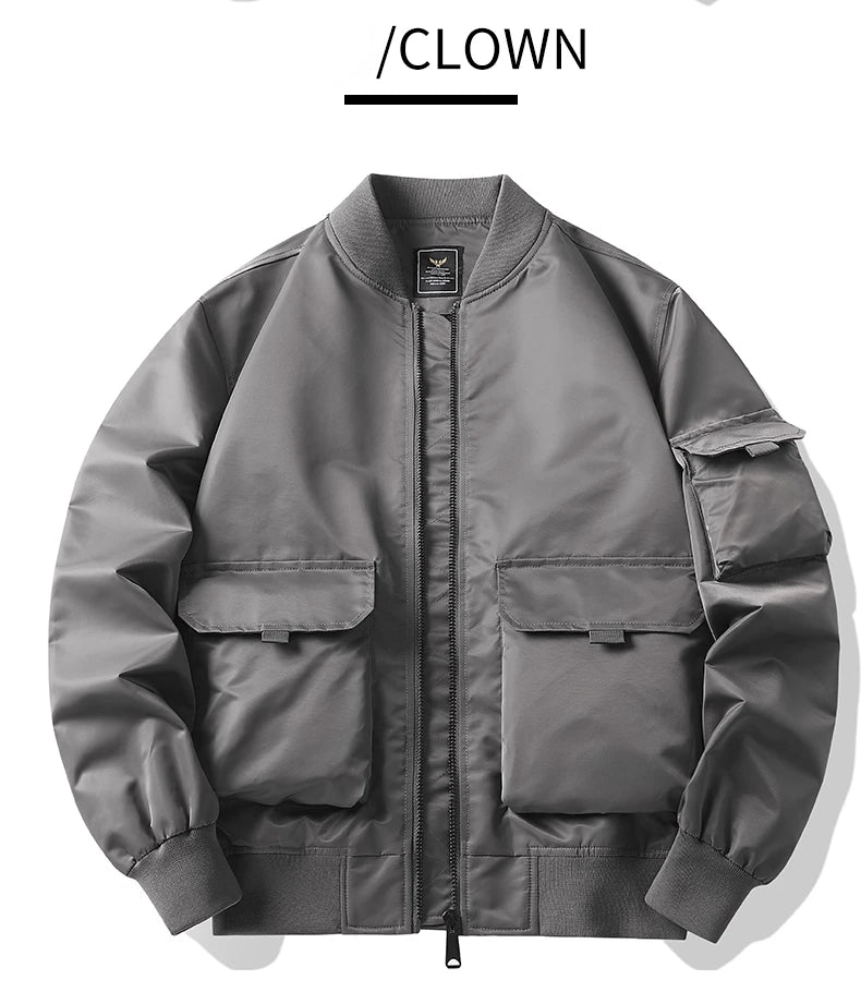 Cargo Jacket Man Autumn Winter Warm Fashion Vintage Male Coat High Street Trend All Match Streetwear Locomotive Cotton Clothing