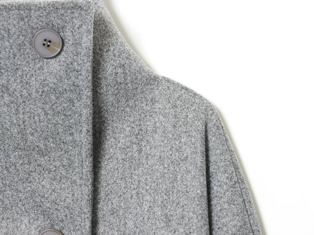 2025 Winter New Women's Casual Fashionable Simple Versatile High-Neck Long-Sleeved Double-Breasted Loose Wool Coat