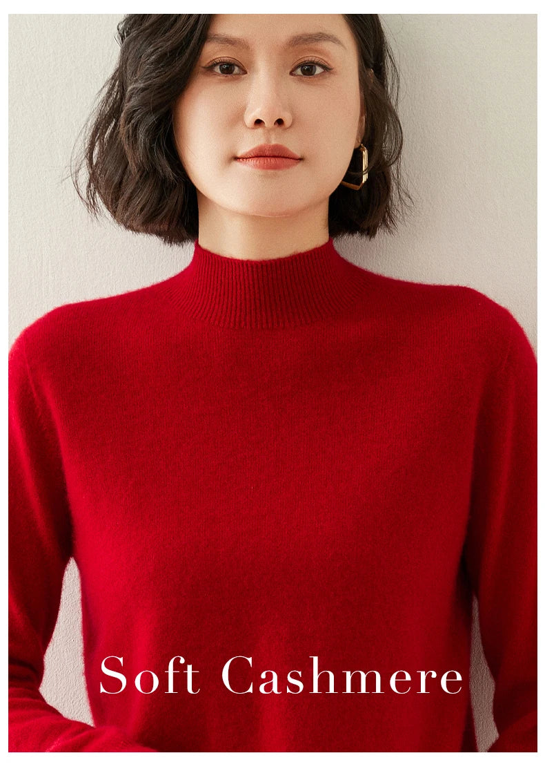 Women's Cashmere Sweater,  Cashmere Blend, Turtleneck Sweater, Knitted, Slim Fit, Basic Style, New Autumn and Winter 2024