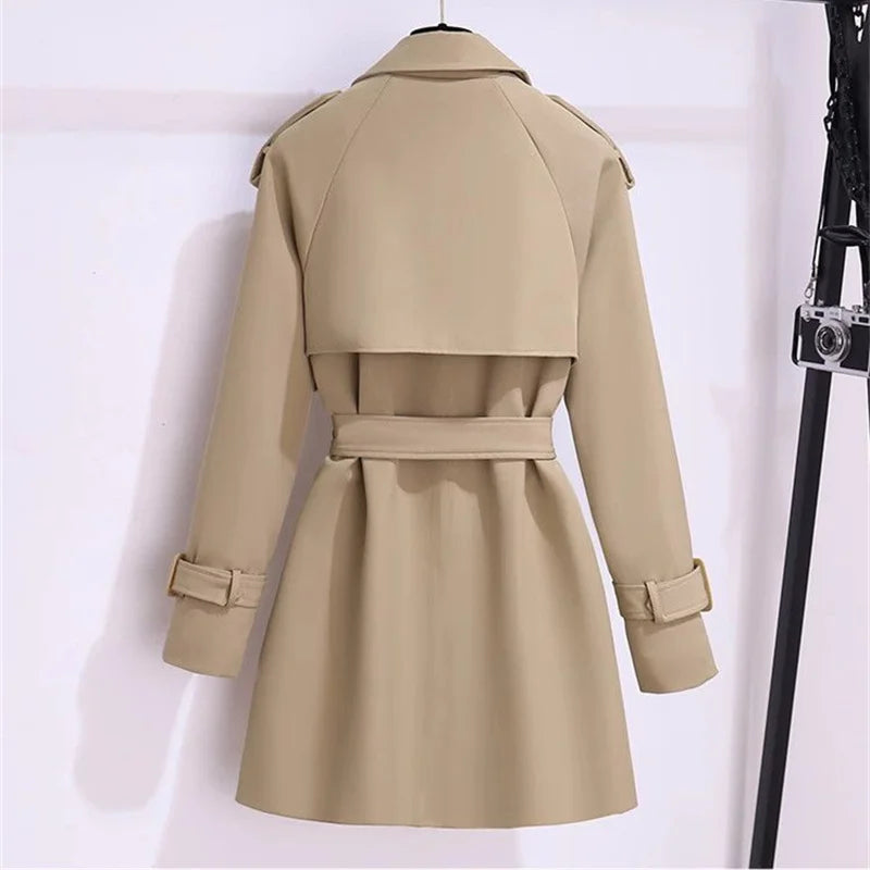 Women's Trench Coat Medium-length Windcheater Double-breasted Sashes Topcoat Streetwear Lady Outerwear Casual Tops Spring Autumn