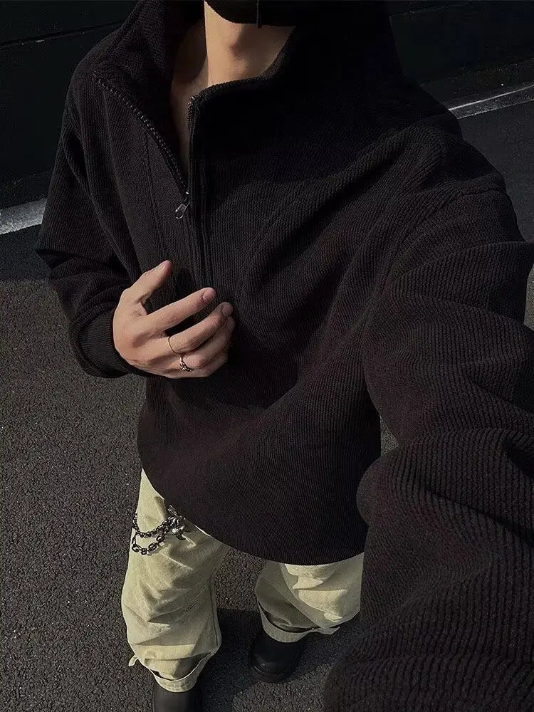 Men's new wool coat in autumn and winter 2025 fashion trend solid color stand collar versatile button jacket men