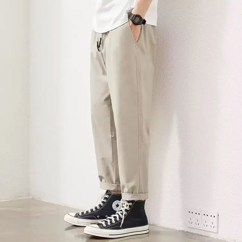 2025 New Spring and Autumn Work Clothes Straight Loose Hammer-shaped Pure Cotton Casual Pants for Men