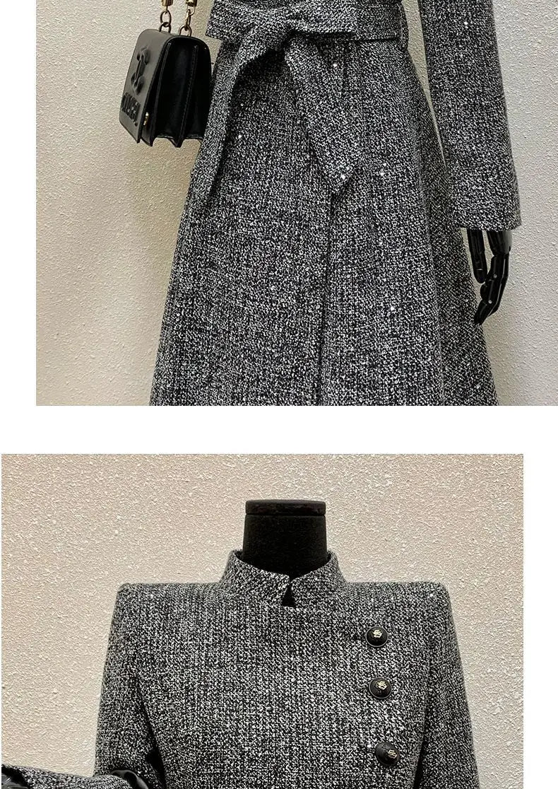 Female Overcoat 2025 New Fashion Gray Women Woolen Coat Autumn Winter Temperament High Quality Casual Women's Woolen Coat H249