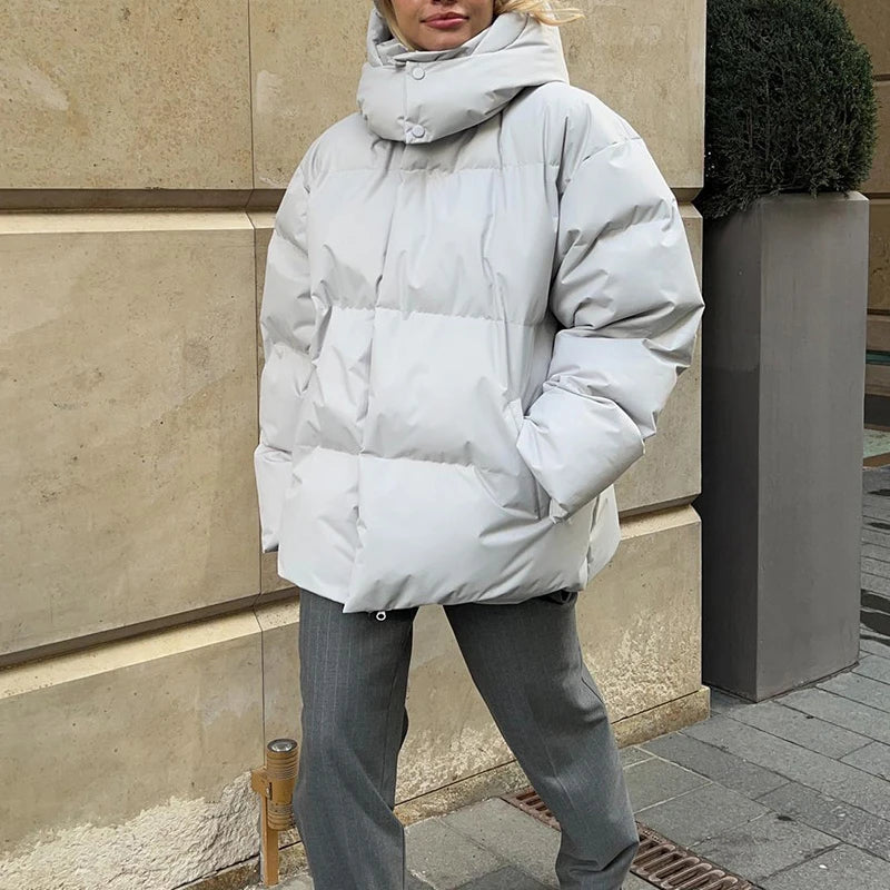 2024 Women Winter Coat Long Sleeve Hooded Thick Cotton Down Coat Women Tops Loose Style Warm Jacket Coat Casaco Feminino