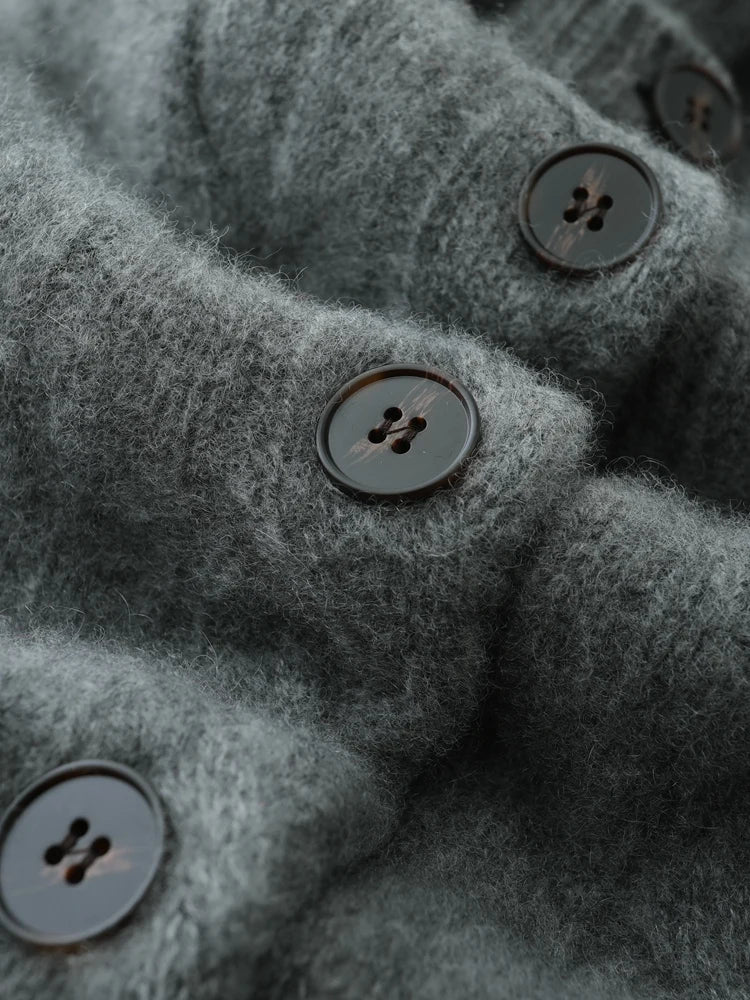 Luxury Women 100% Cashmere Sweater O-neck Cardigan Cable Knitting Thick Sweater Coat Autumn Winter Heavyweight Cashmere Clothes