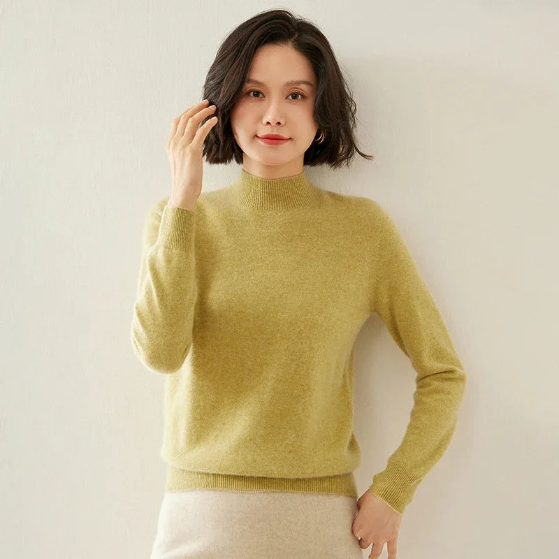 Women's Cashmere Sweater,  Cashmere Blend, Turtleneck Sweater, Knitted, Slim Fit, Basic Style, New Autumn and Winter 2024