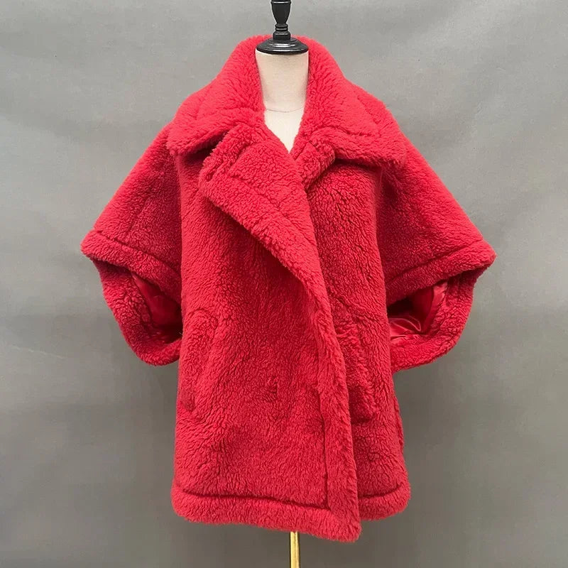 Reality Fur Coat Wool Cloak Fashion Sheep Wool Jacket Winter Real Fur Woolen Women Fashion Teddy Lady Streetwear Warm Overcoat