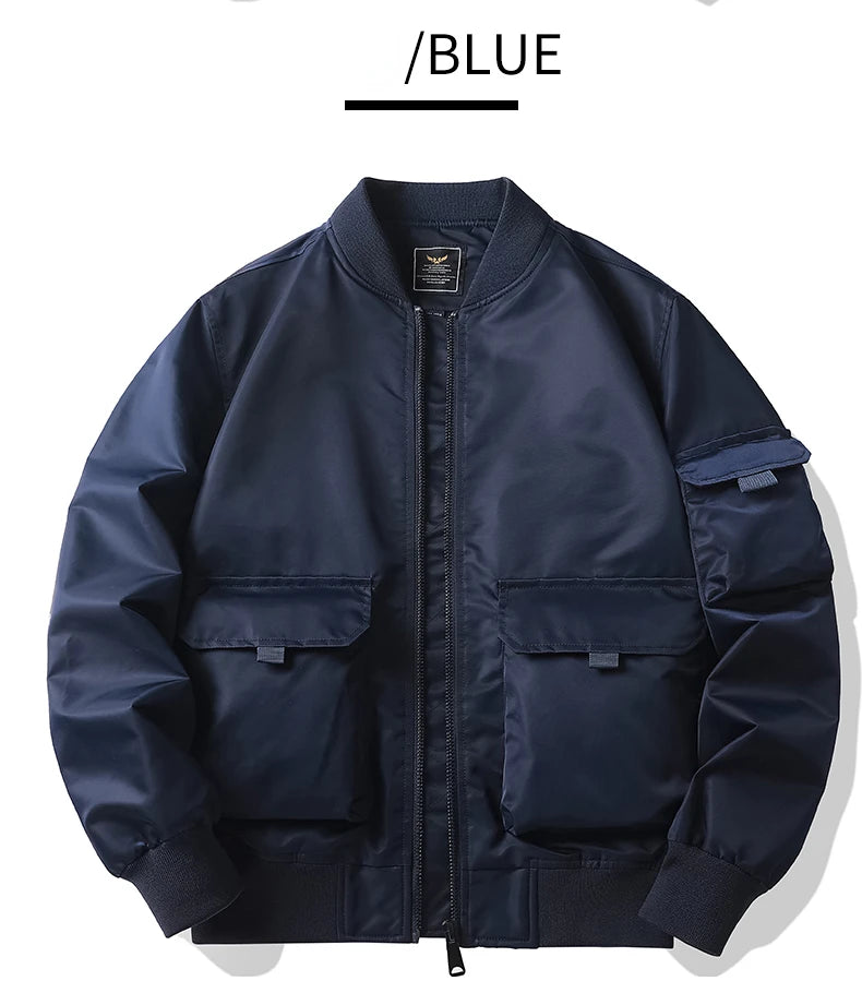 Cargo Jacket Man Autumn Winter Warm Fashion Vintage Male Coat High Street Trend All Match Streetwear Locomotive Cotton Clothing