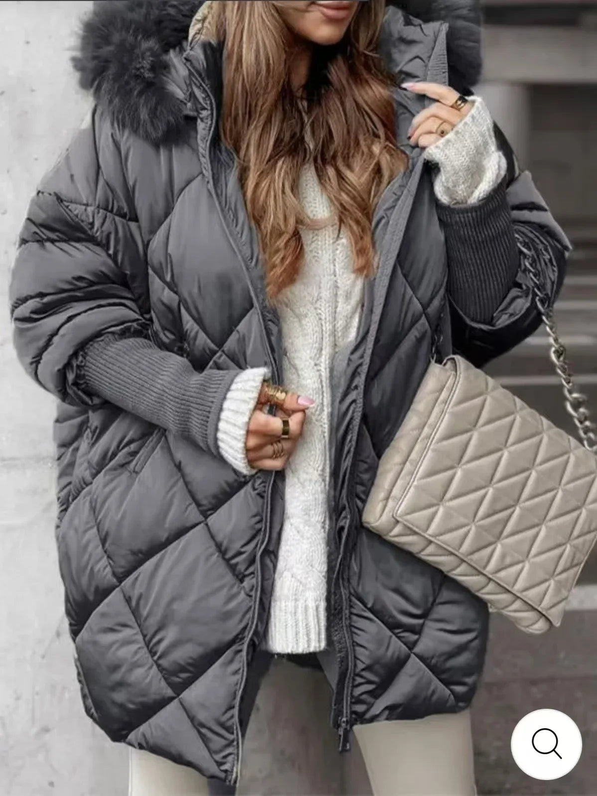 Winter Women Long Sleeve Warm Thickened Coats Fashion Temperament Hooded Zipper Commuter Wind Women's Coat Cotton-padded Jacket