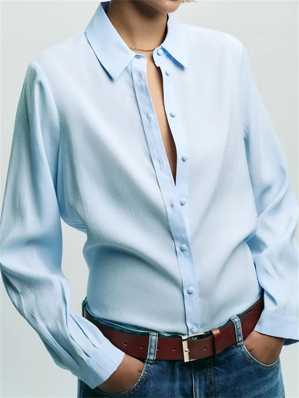 Women's Shirt 2025 New Fashion Autumn Winter Long Sleeve Soft Drape Shirt for Women Casual Chic Ladies Clothes