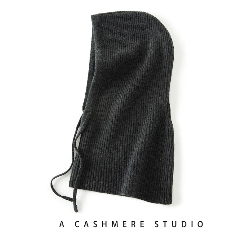 Wool Cashmere Knitted Hood Hat Scarf Elegant Hats Beanies Women Men Winter Neck Warm Balaclava Headgear Caps Unisex 4 New Colors
