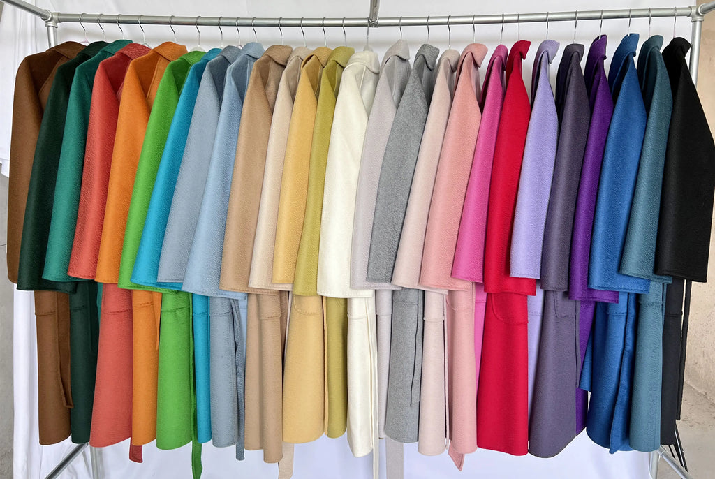 Cashmere Coat Female Winter Mid-Length Corrugated Coat Black Wool Coat Woman Autumn New Casual Fashion Red Beige Lace-Up Coat