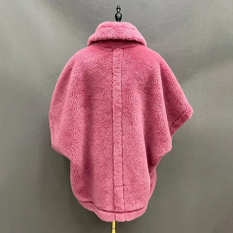 Reality Fur Coat Wool Cloak Fashion Sheep Wool Jacket Winter Real Fur Woolen Women Fashion Teddy Lady Streetwear Warm Overcoat