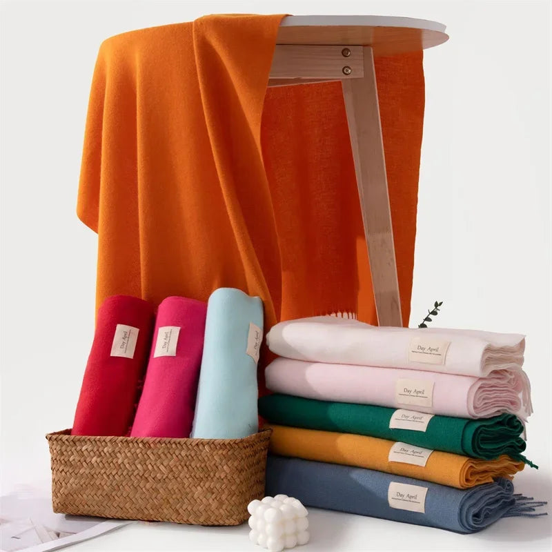 Cashmere Scarves for Women 2024 Winter Shawls Warm Wraps Lady Pashmina Solid Print Blanket Scarf Neck Headband Hijabs Stoles