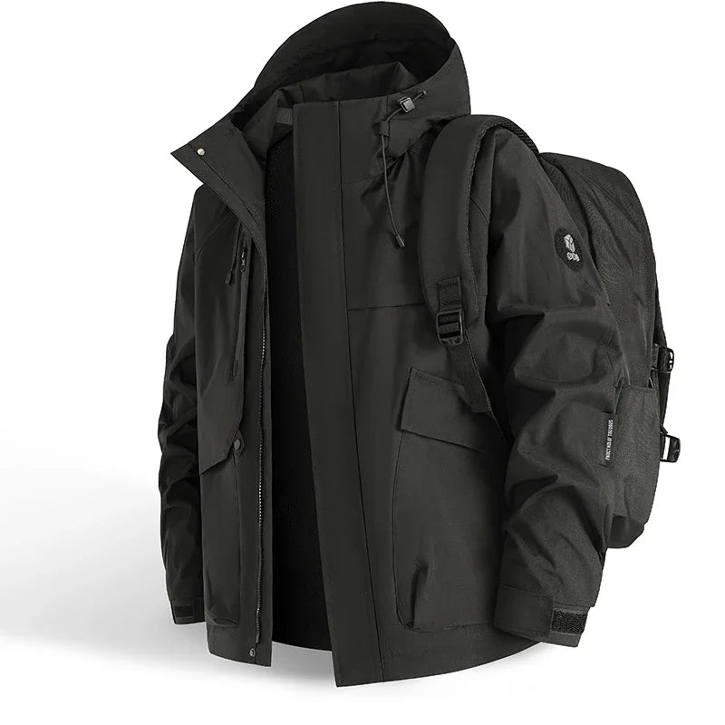 2025 Man Mountaineering Jacket Windproof Waterproof Hiking Jackets for Men Fashion Hip Hop Design Casual Oversize Outdoors Coat