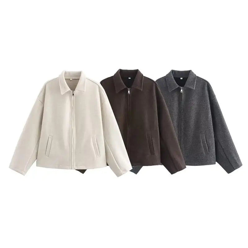 Autumn Jackets Women's 2025 New Coats Chic Loose Lapel Warm Street Women's Jackets Simple Casual Joker Youth Outerwear