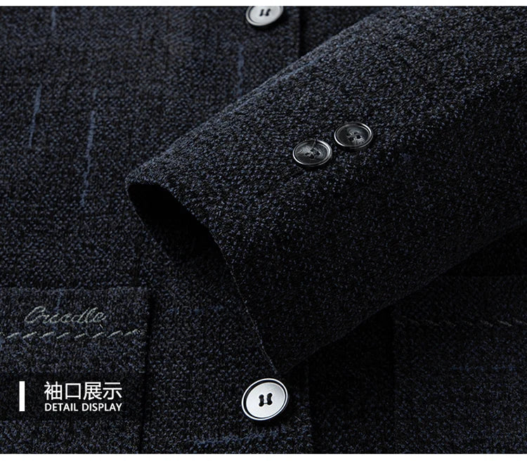 2024 Men Woolen Coats Men's business Casual Trench Coat Winter Coat with wool inner Man Autumn and Winter Wool Coat for Men