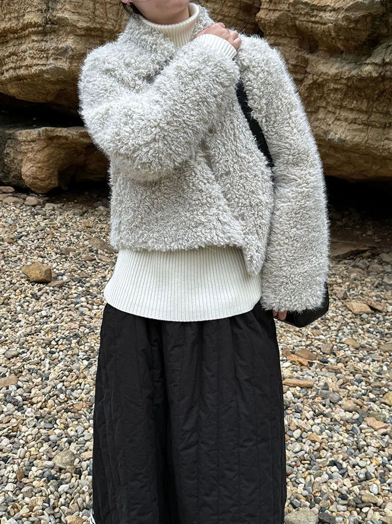 2024 Women Winter Warm Coat Furry Lambswool Coat Turn Down Coat Thick Jacket Tops For Women Coat Casaco Feminino