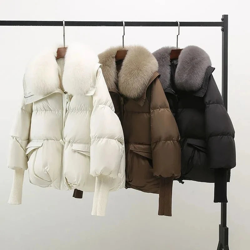 Women Winter Down Cotton Jacket 2025 New Women Warm Thick Cotton Coat Larger Fur Collar Cotton Padded Jacket Women Parka Coat