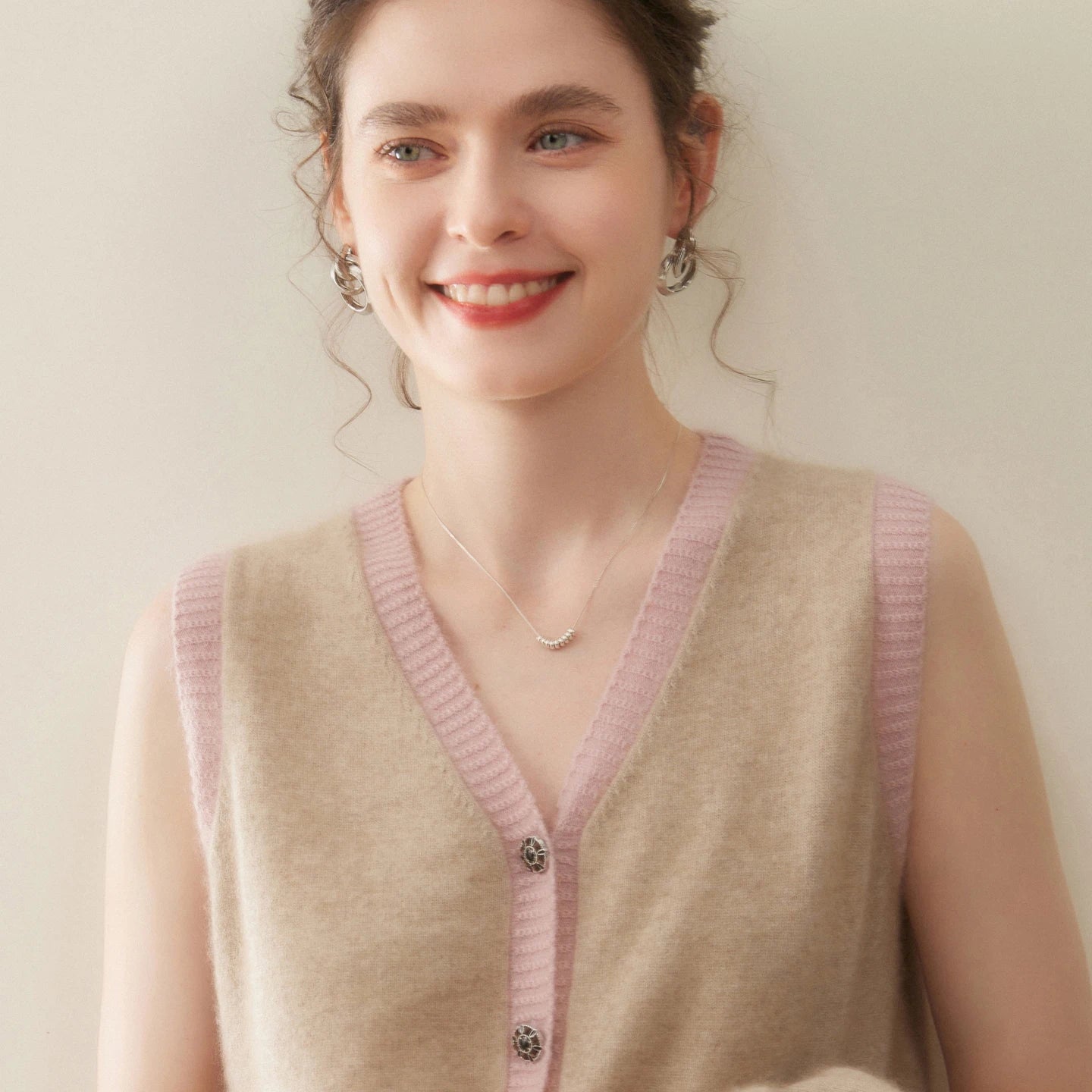 Women Cashmere Sweater V-neck  Cardigan and Vest Set Spring Autumn Winter 100% Cashmere Knitwear Long Sleeve Top Waistcoat Suit