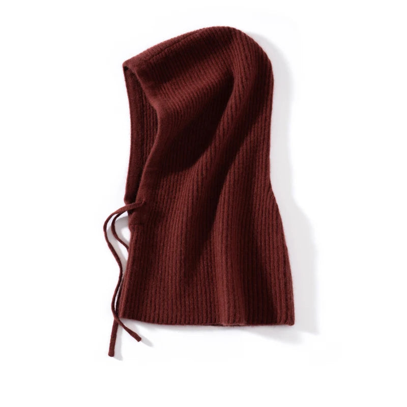 Wool Cashmere Knitted Hood Hat Scarf Elegant Hats Beanies Women Men Winter Neck Warm Balaclava Headgear Caps Unisex 4 New Colors
