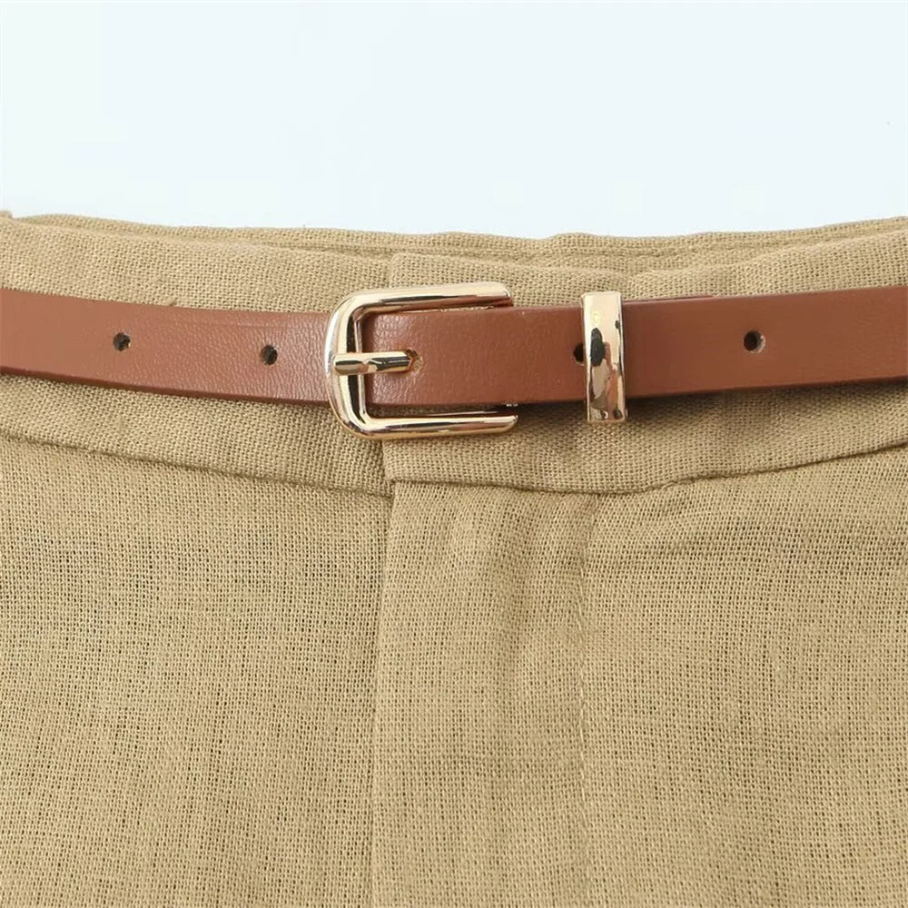 new women's clothing is stylish casual and simple in design paired with a belt and casual shorts