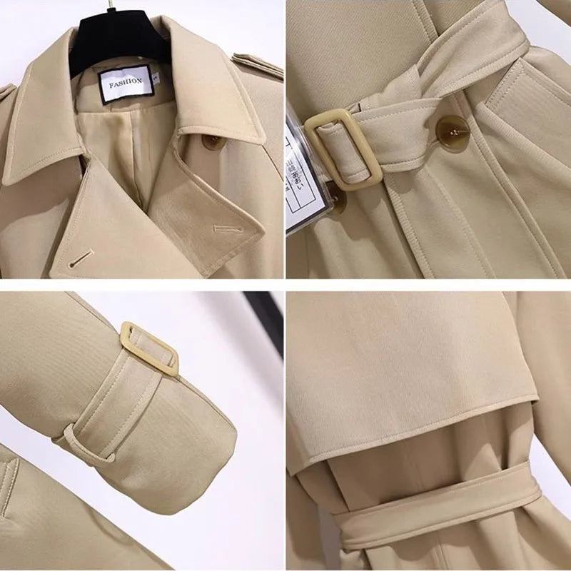 Trench Coat Women's Suit Collar Coat 2025 New Spring Autumn Female Long Jacket Waist Temperament Popular Windbreaker Overcoat