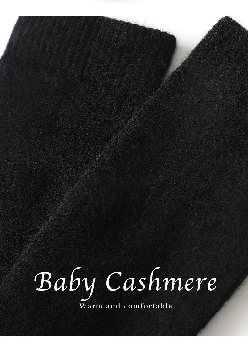 100% Cashmere Women Stockings New Fashion Autumn Casual Solid Color Warm Socks For Woman Soft Winter Knee High Socks Long