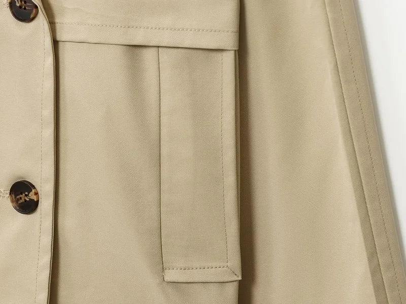 MUJER Short Trench Coat Woman Double Breasted Women's Windbreaker Cropped Demi-season Jacket for Women Outerwears Outdoor Coats