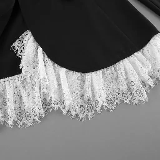 Women's Coat 2025 Autumn New V-Neck Lace Lace Queen Style Black Temperament Small Suit Coat Gorgeous Retro Elegant Coat