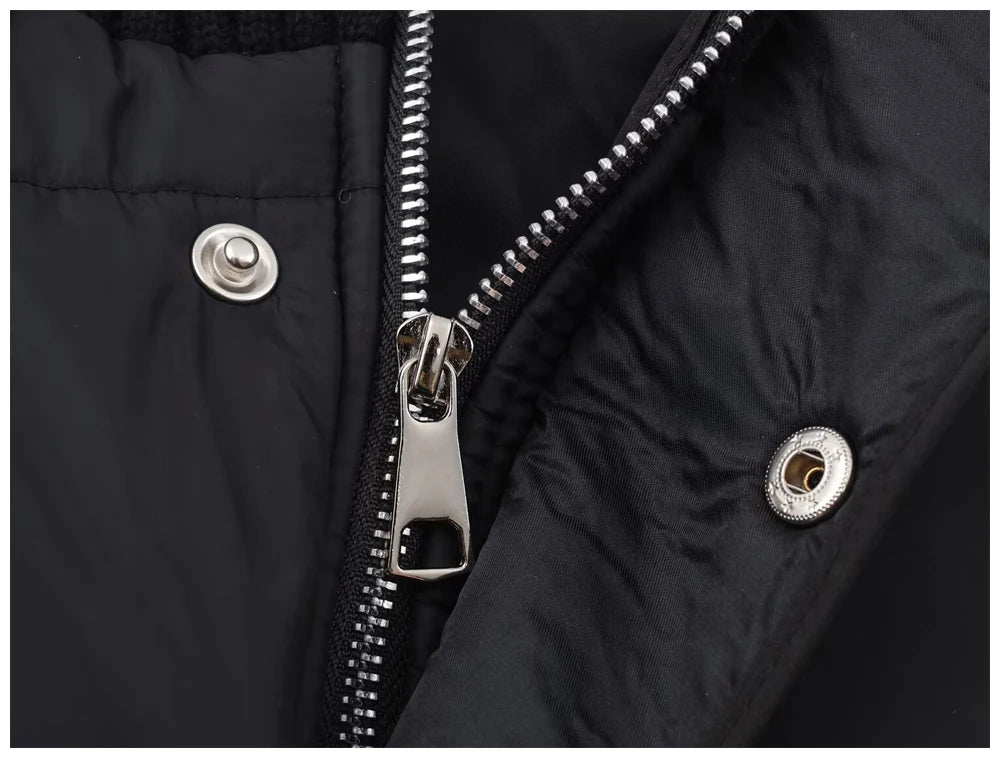 Womens Jacket Stand Collar Quilted Patchwork Knit Sleeves Casual Versatile Jacket Essential Autumn And Winter Item Trafizaran