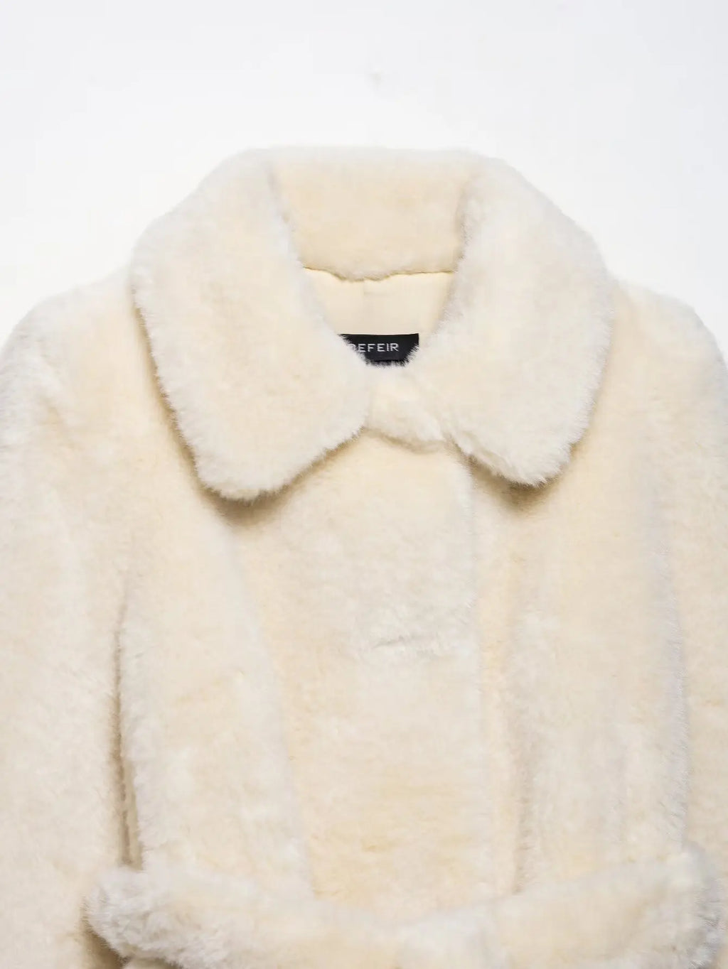 HH Winter Elegant Women Belted Artificial Fur Effect Coat Female Single Breasted Long Sleeve Loose Warm Faux Fur Jacket Outwear