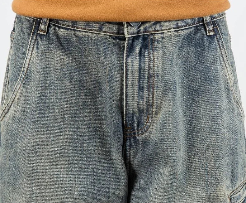 Men's Jeans Retro Cargo Trousers Straight Man Cowboy Pants Punk Washed Luxury Designer 2025 Trend Y2k Vintage Korean Style Baggy